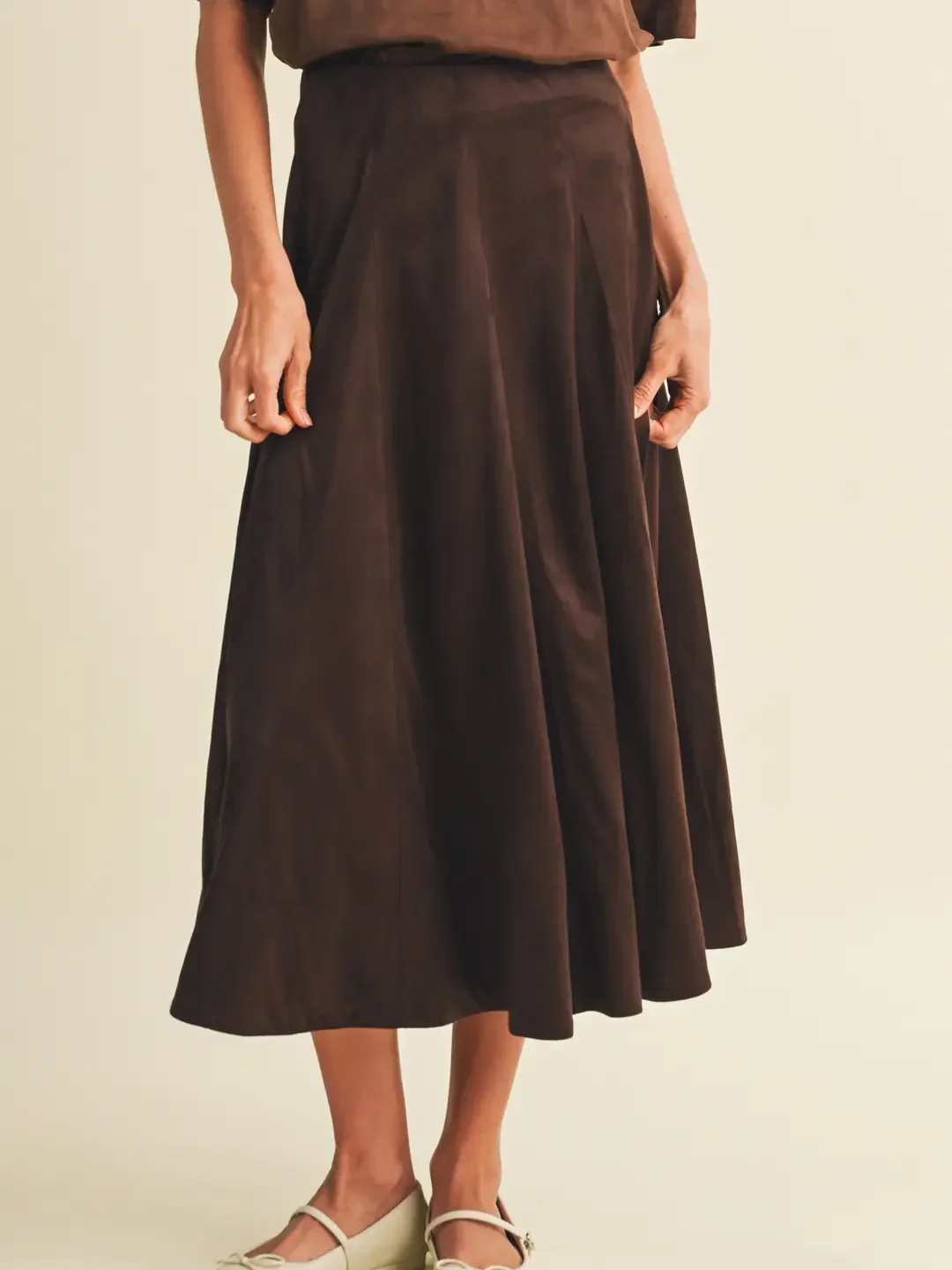 The Umbria Midi Skirt - Chocolate