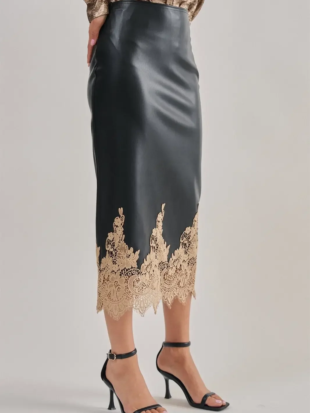 Pleather Lace Skirt 1.webp