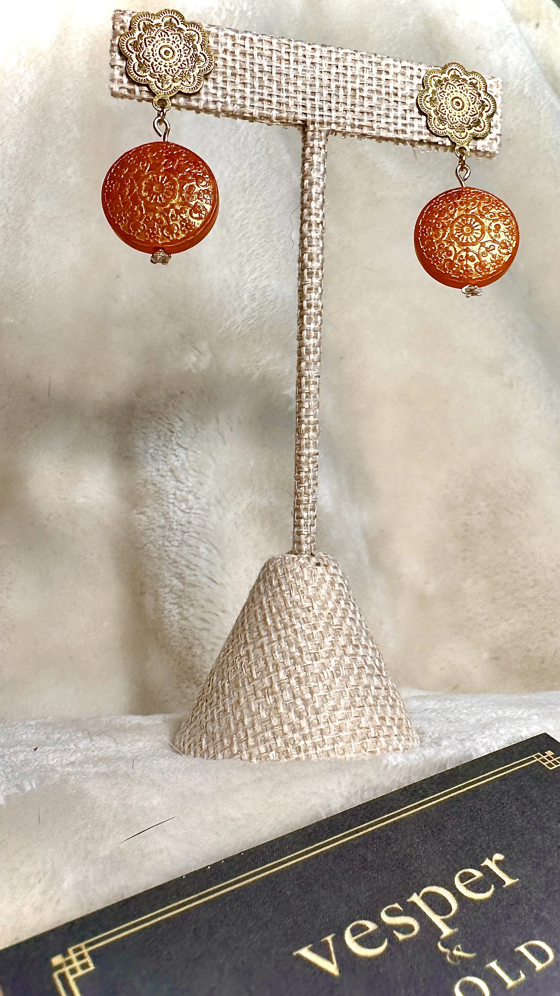Stunning Floral Amber Drop Earrings