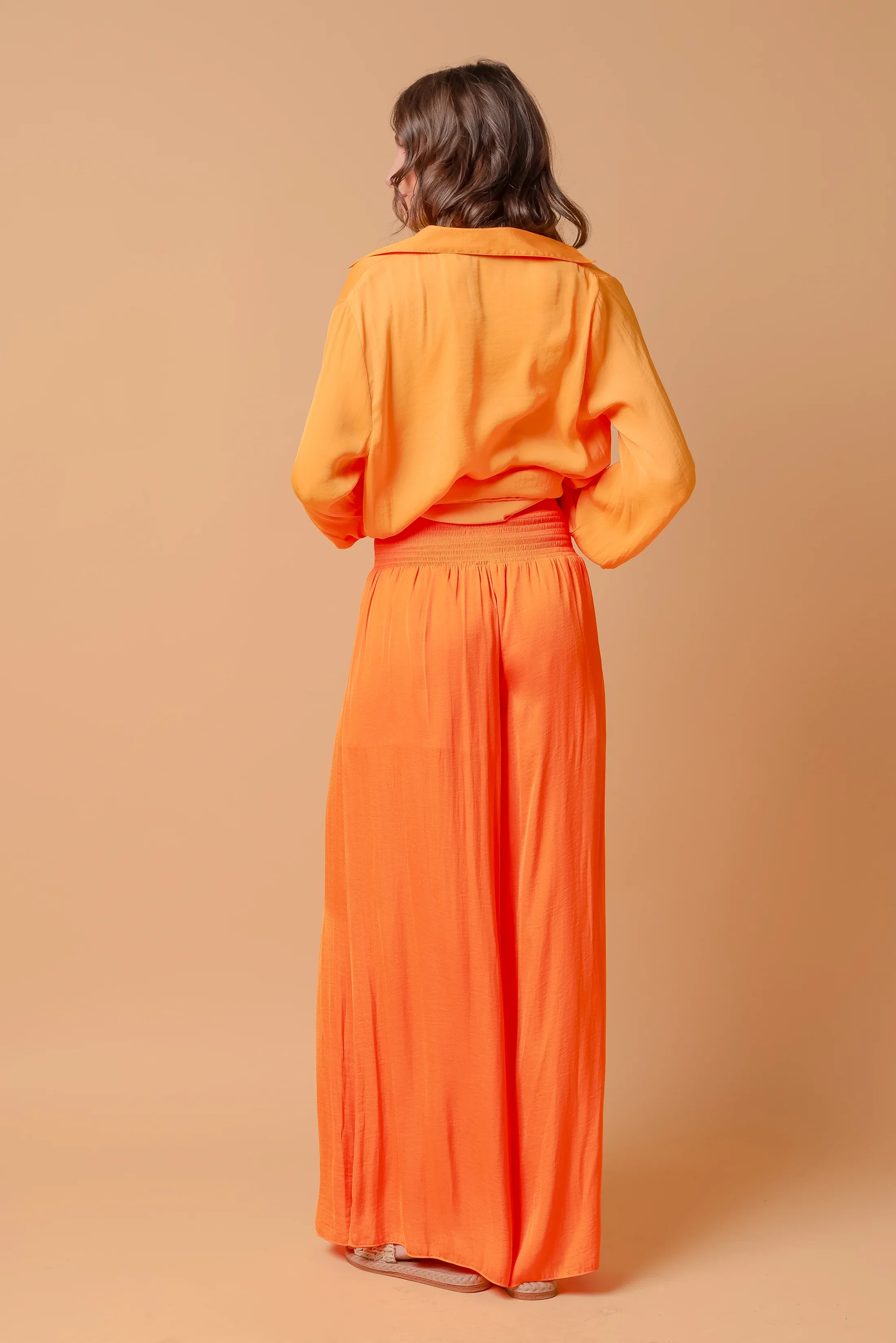 Smocked Waist Wide Leg Pants Ornage 13.webp