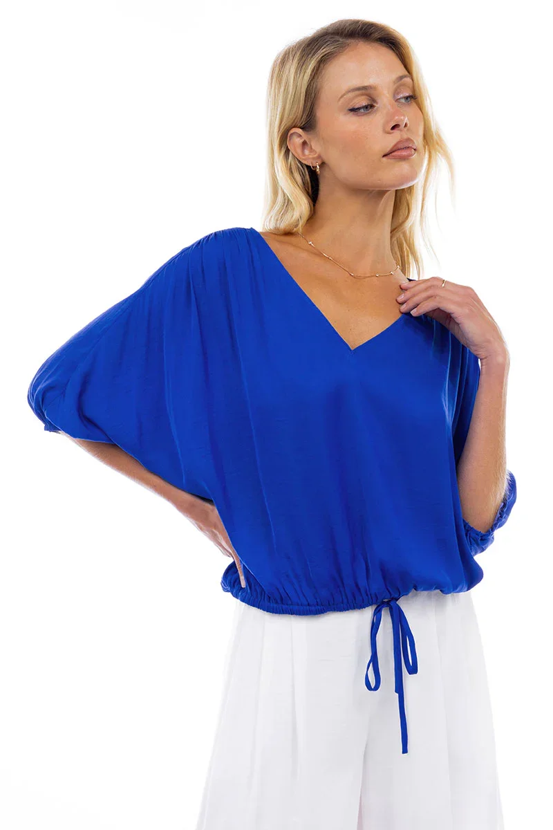 The Paros Open Back Blouse - Costa Azul (Part of Set)
