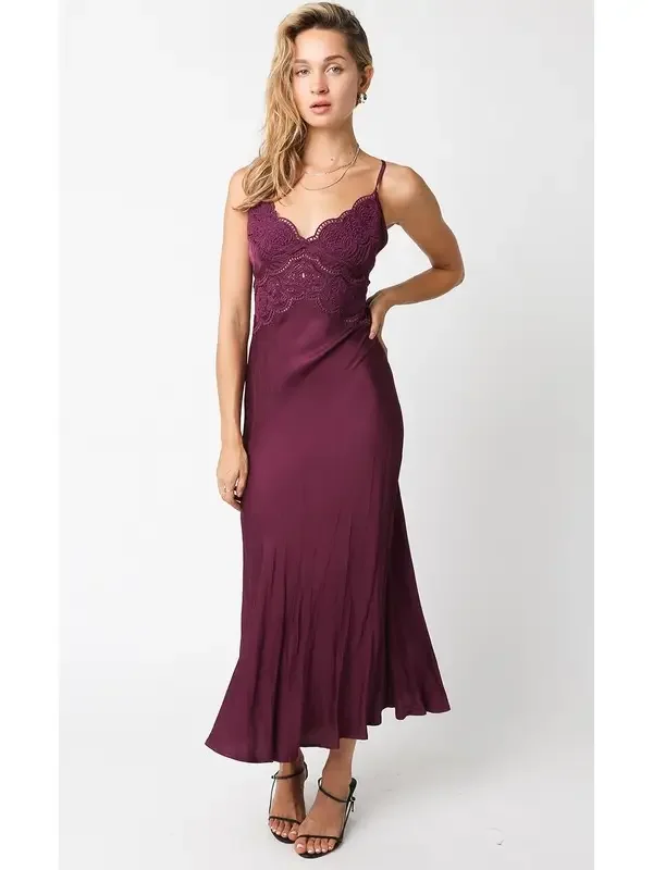 The Merlot Lace Midi Dress