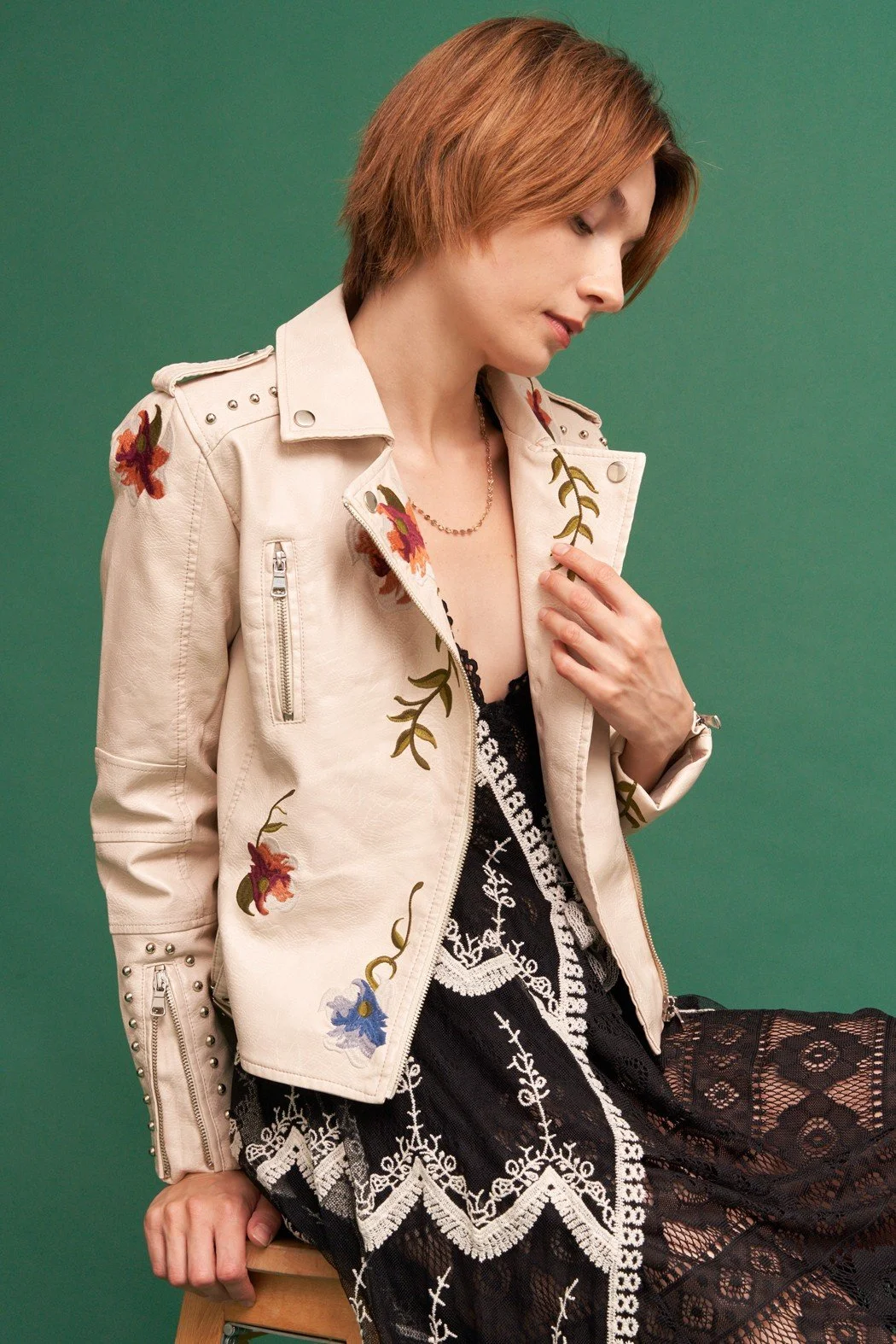 The Wildflower Moto Jacket - Sandstone Floral Print