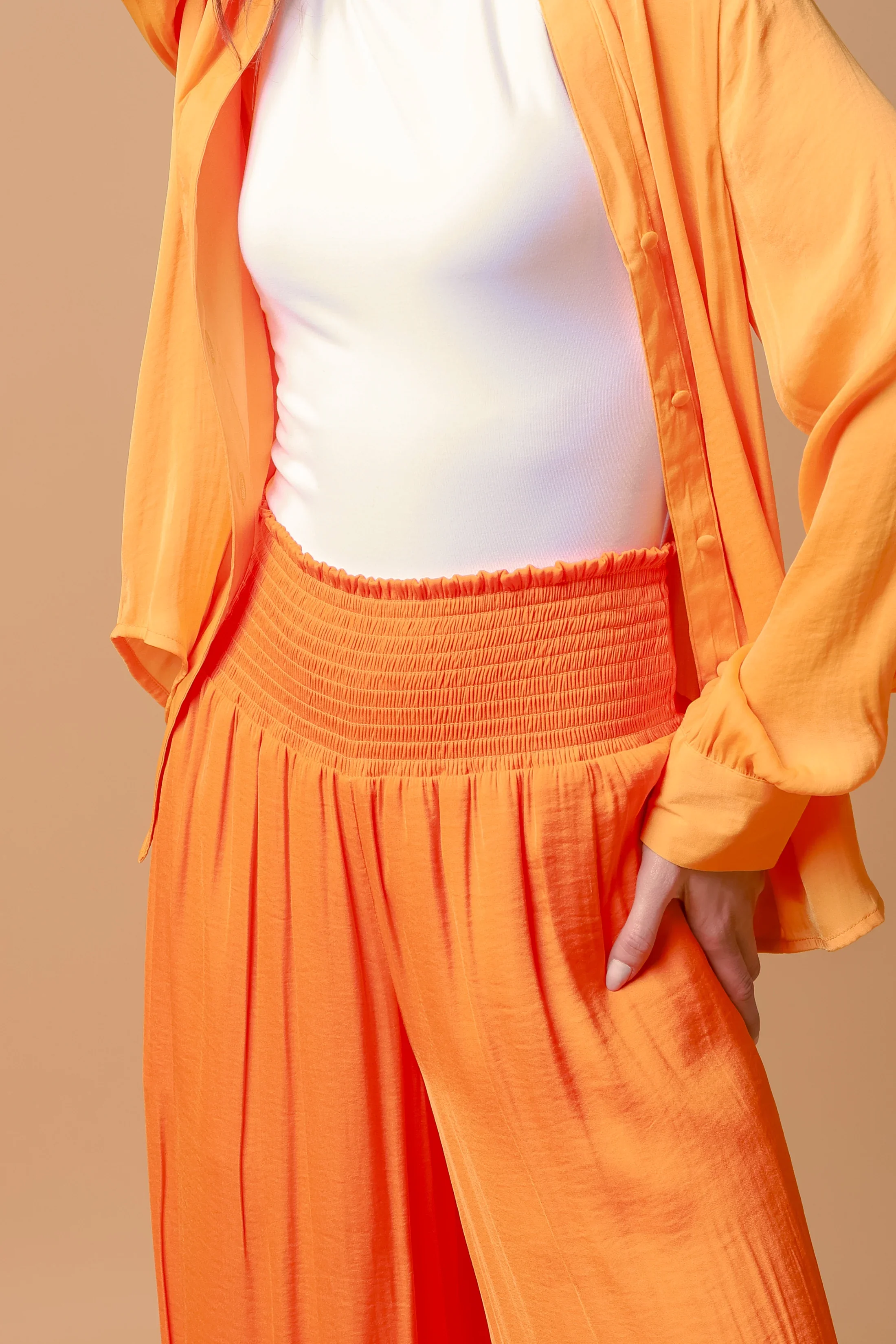 Smocked Waist Wide Leg Pants Ornage 12.webp