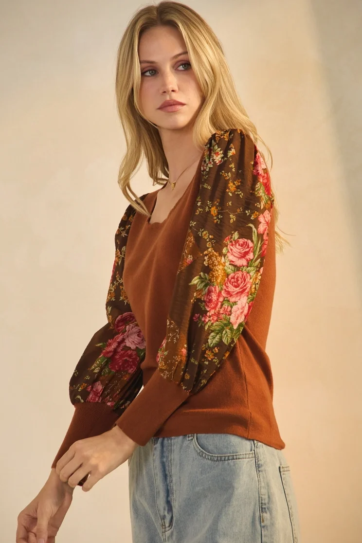 Chiffon floral sleeved sweater - Oddi 1.webp