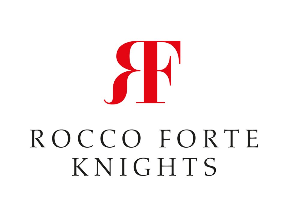 Rocco Forte Knights logo with red "RF" initials above the text "ROCCO FORTE KNIGHTS" in black.