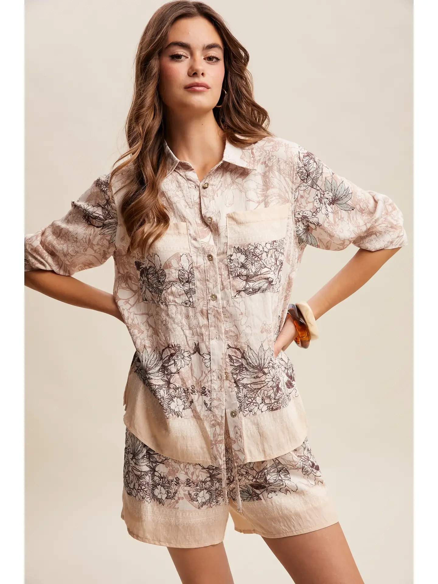 The Botanique Shirt (Part of Set) - Champagne Multi