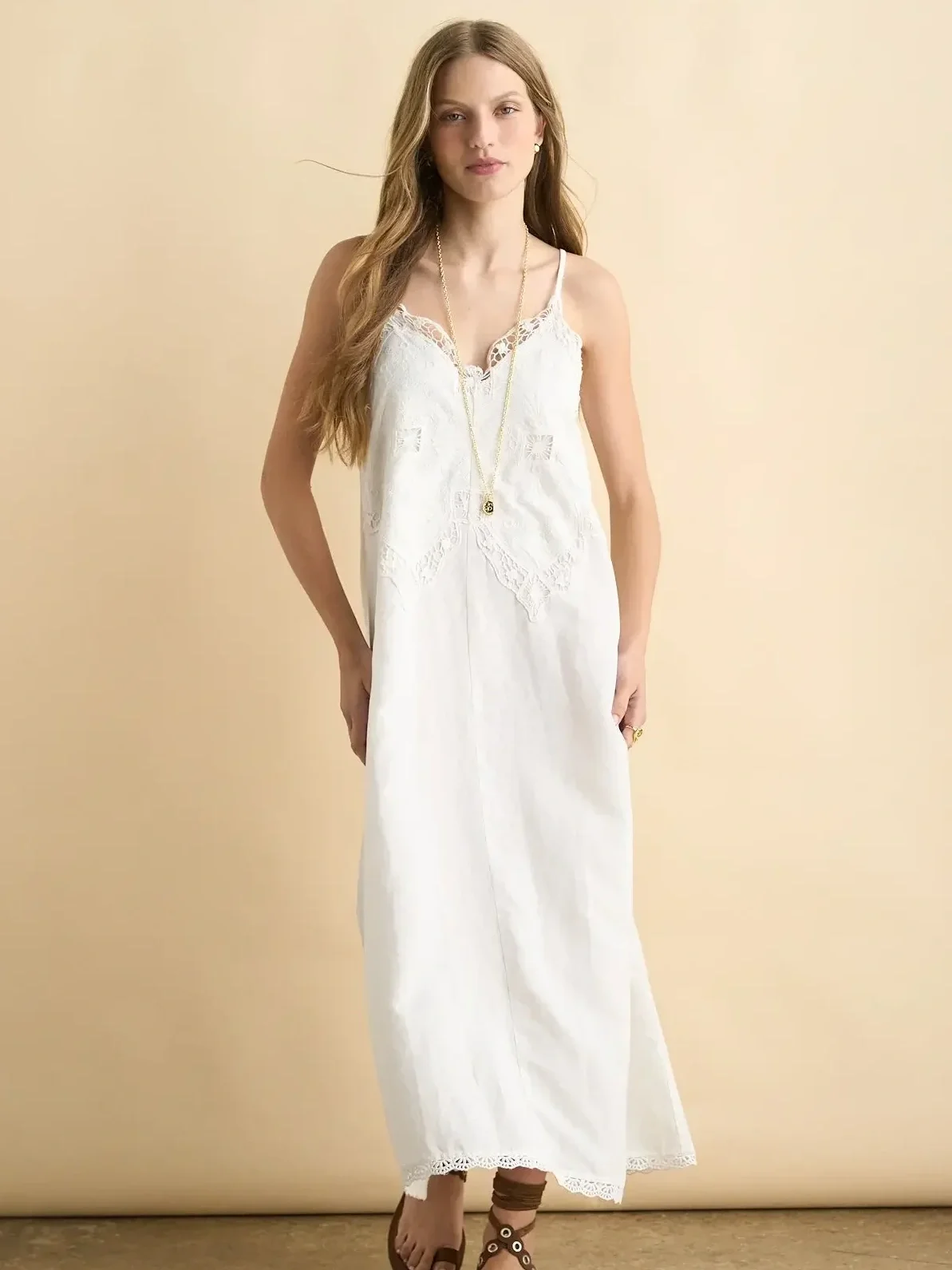 The Daydream Maxi Dress - White Linen & Lace