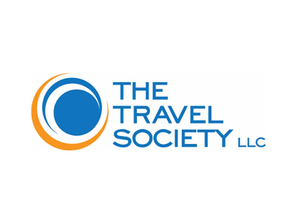 Logo with blue and orange circular design and text "The Travel Society LLC."