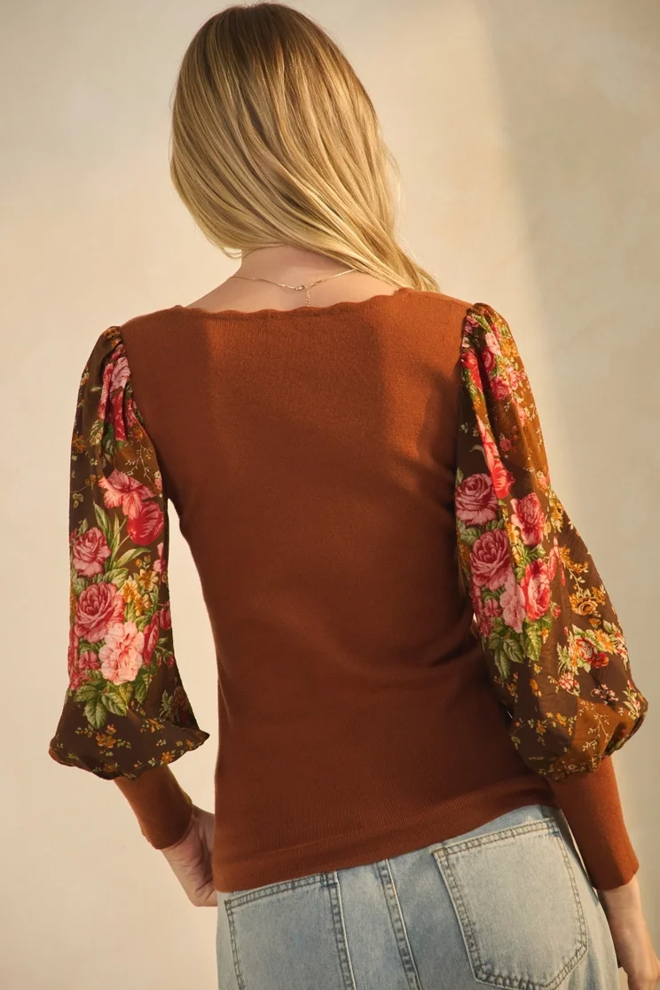 Chiffon floral sleeved sweater - Oddi 3.webp