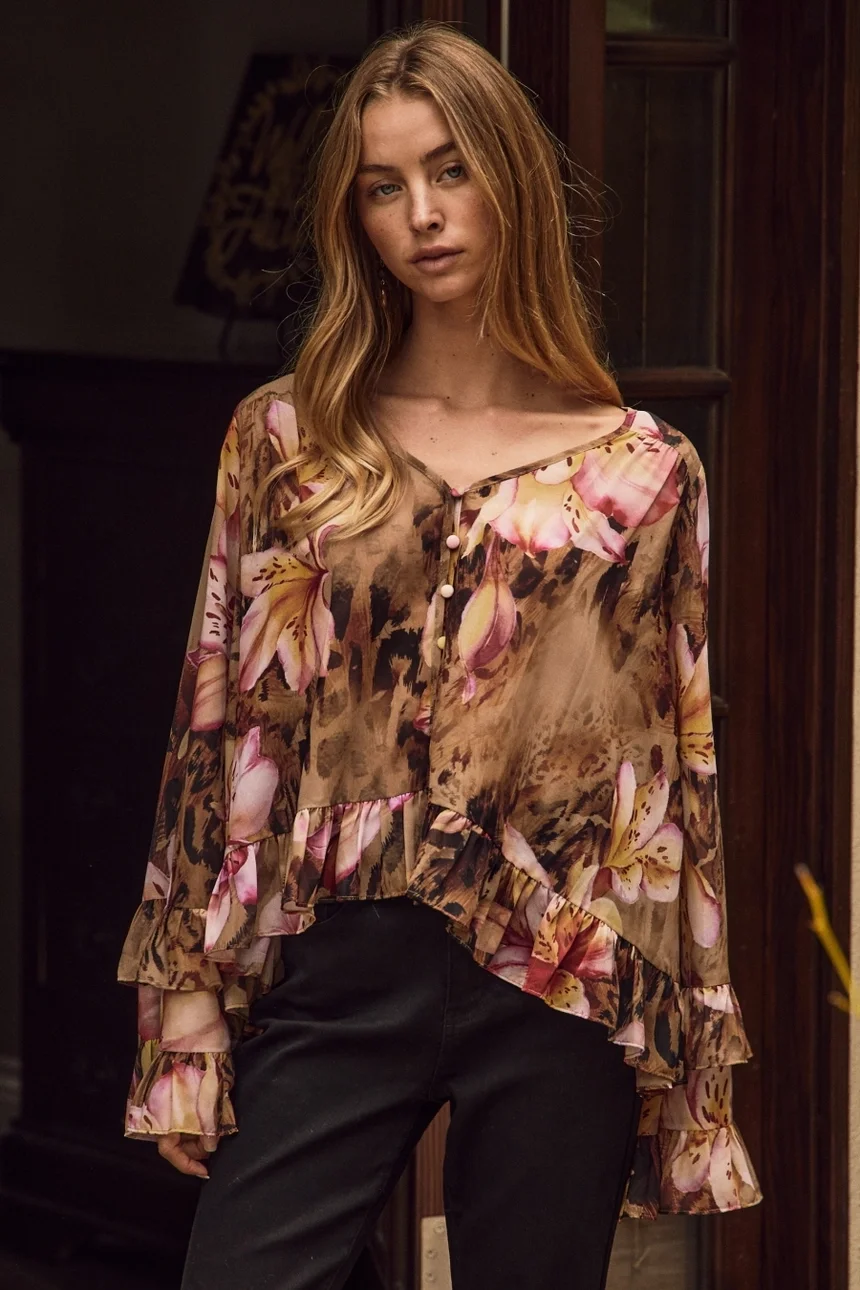 Floral Leopard Ruffle Shirt 2.webp