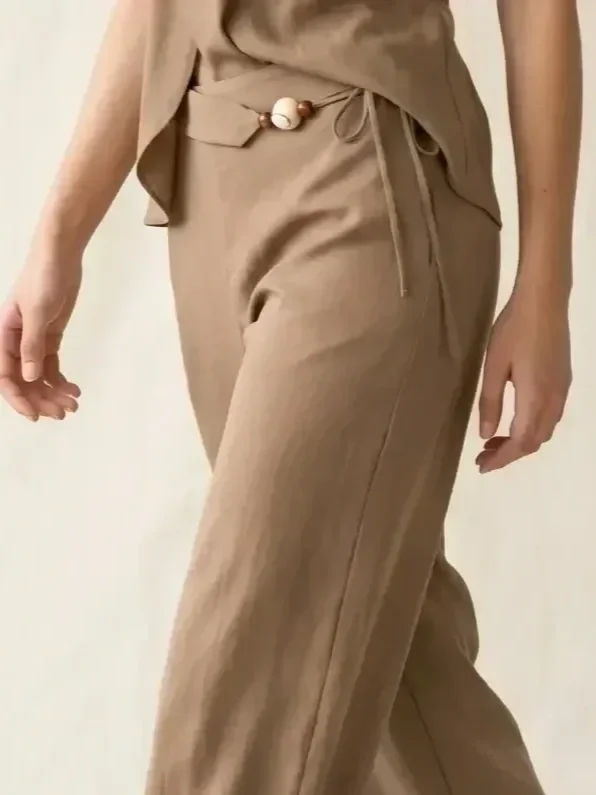 The Alfama Tie Detail Trouser  - Sand