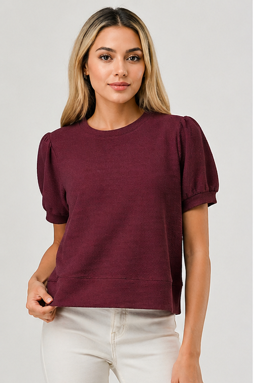 The Polished Knit Top - Wine Red