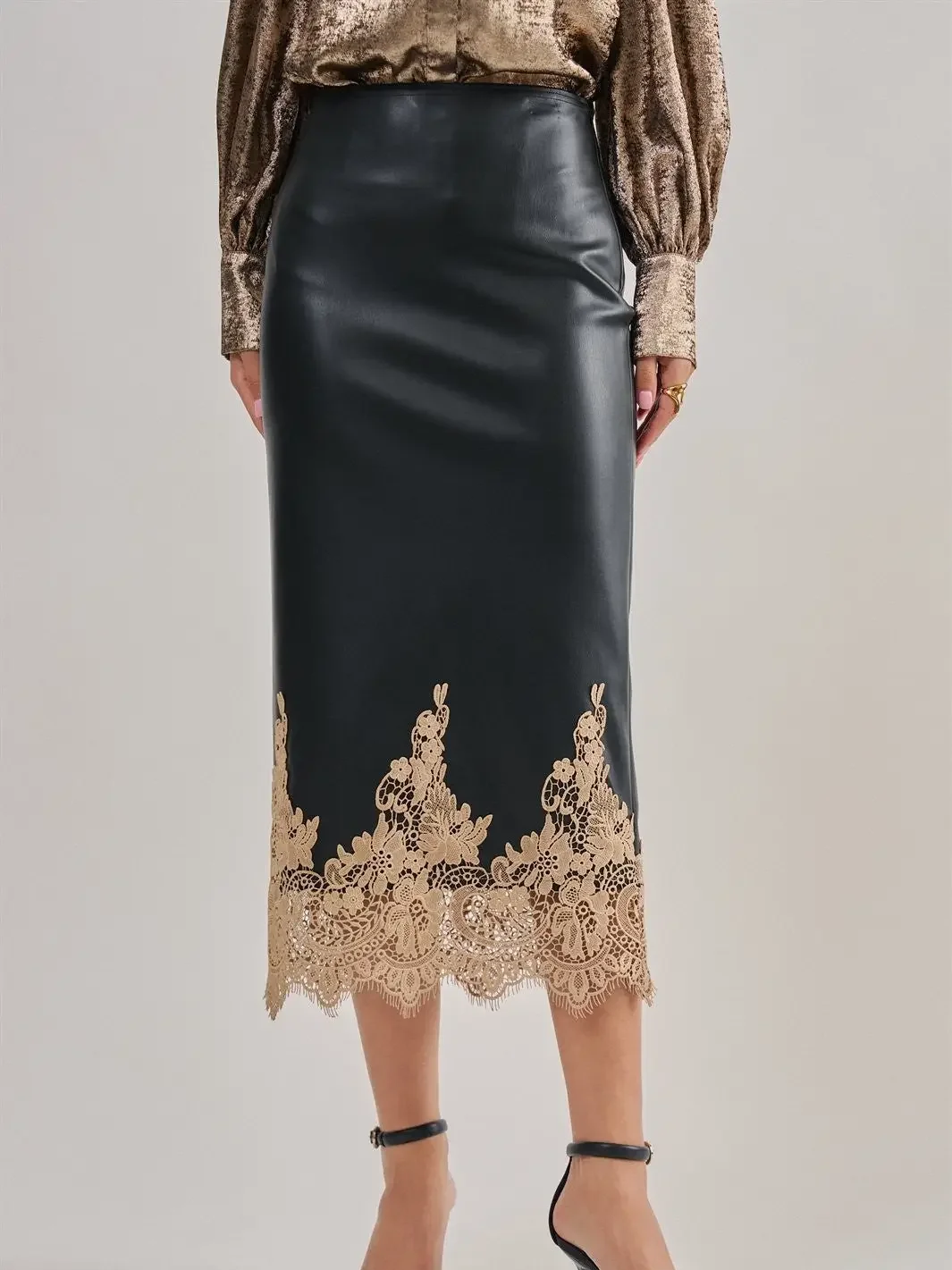 Pleather Lace Skirt.webp