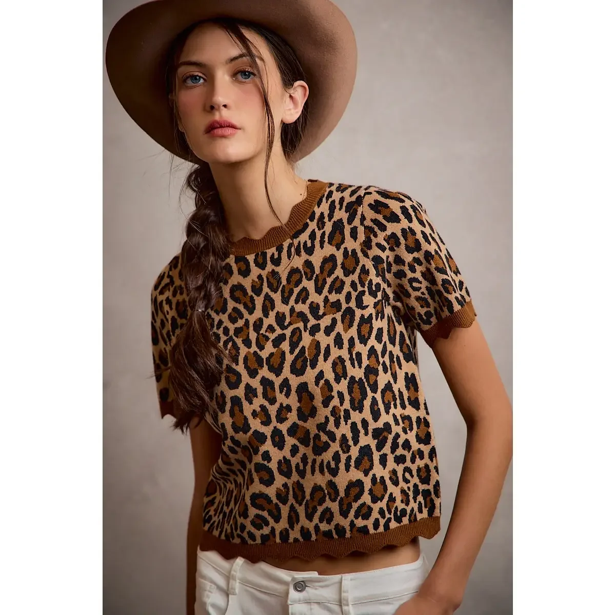The Nairobi Scallop Knit Top — Wild Caramel