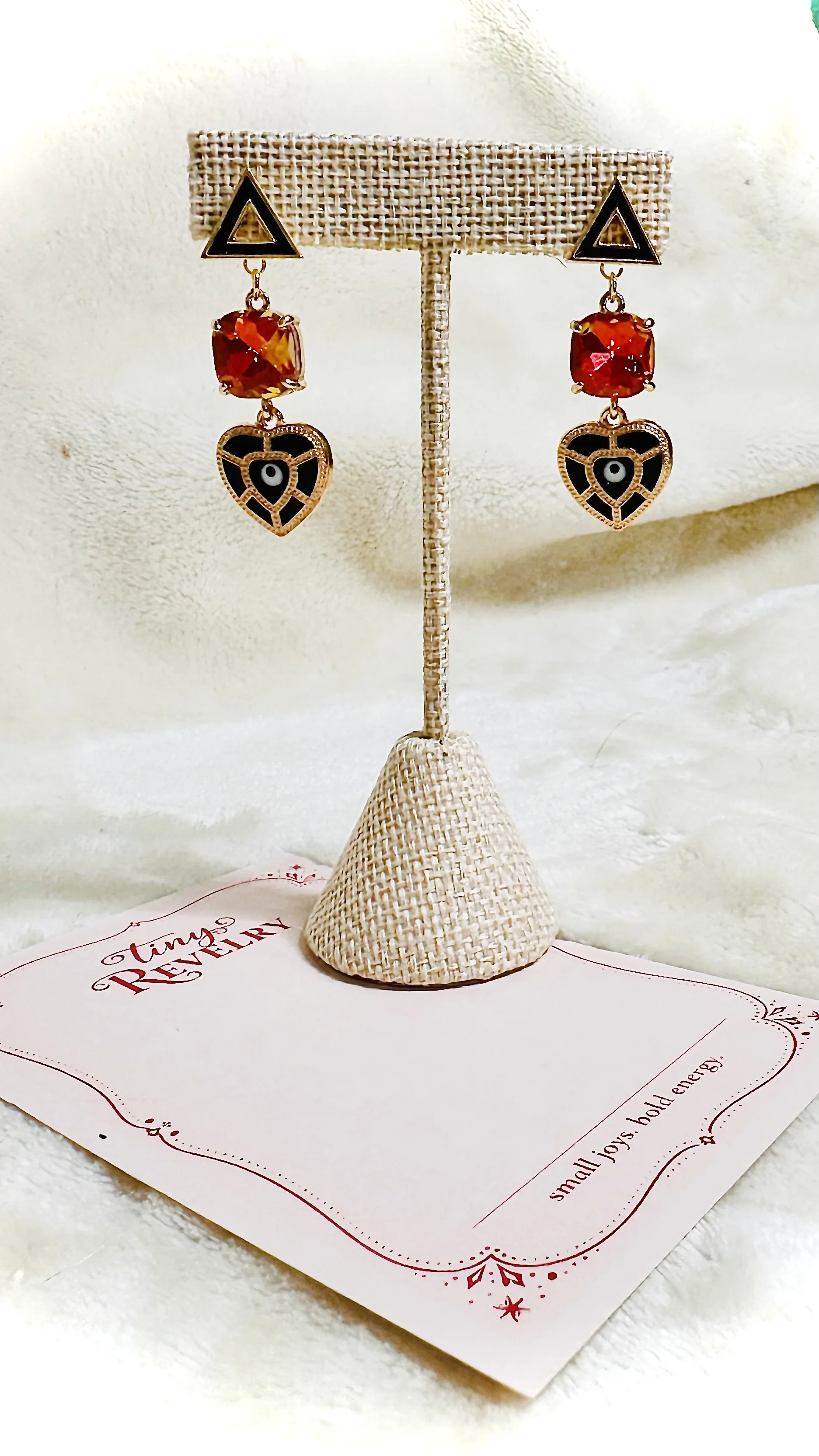 Geometric Evil Eye Drop Earrings