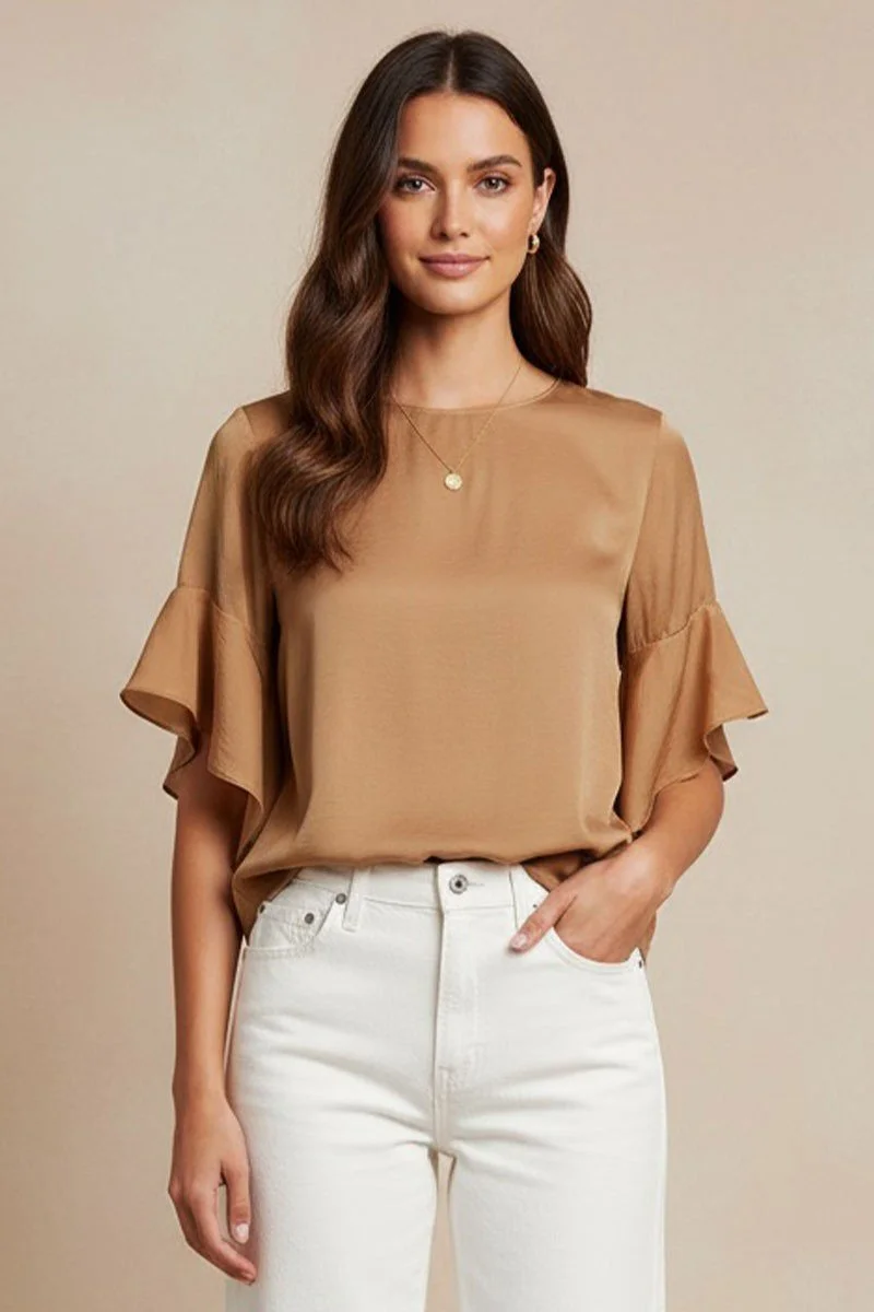 Bell Sleeve Round Neck Blouse Macchiato 1.jpg