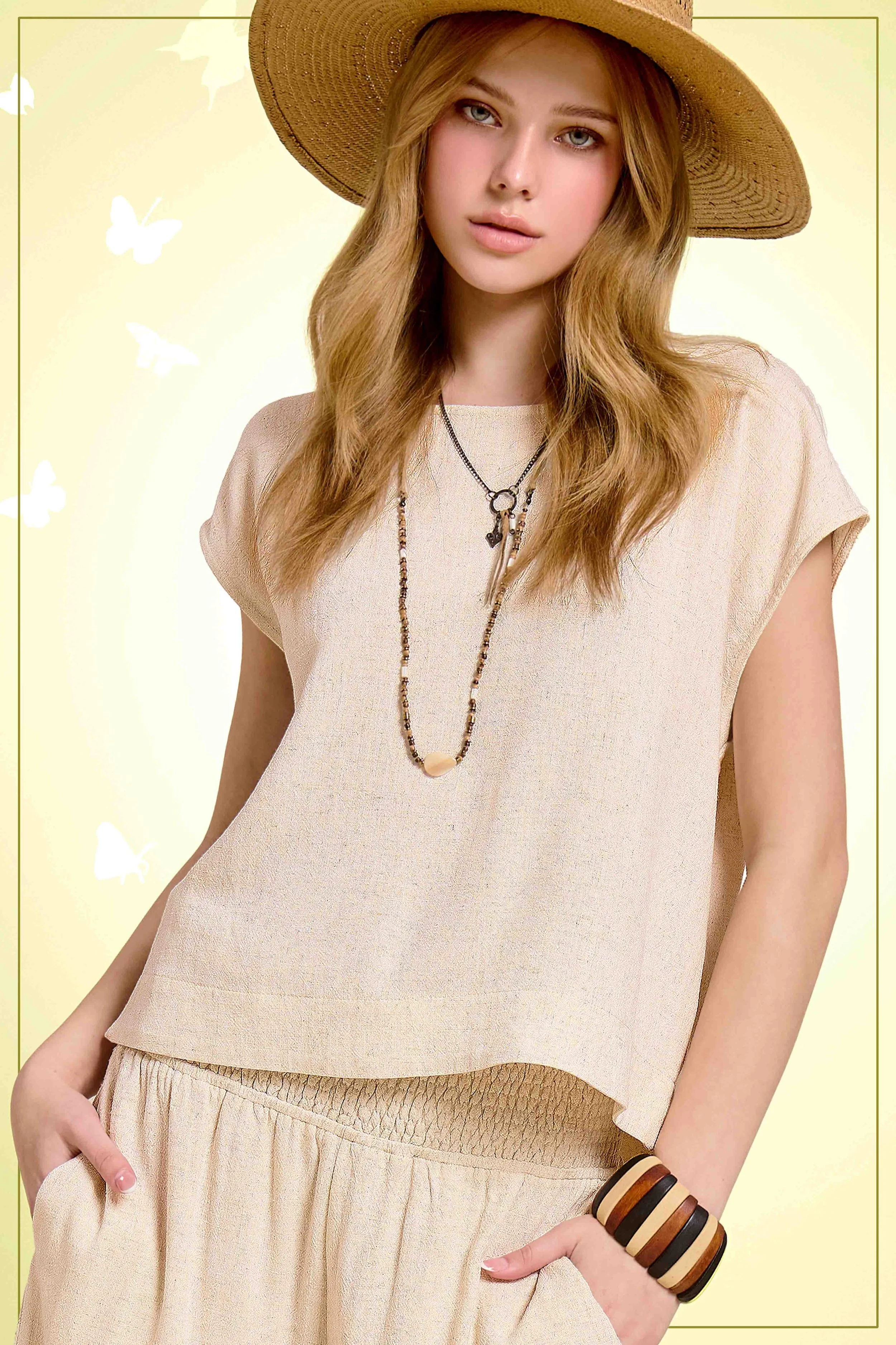 The Natural Linen Top - Natural