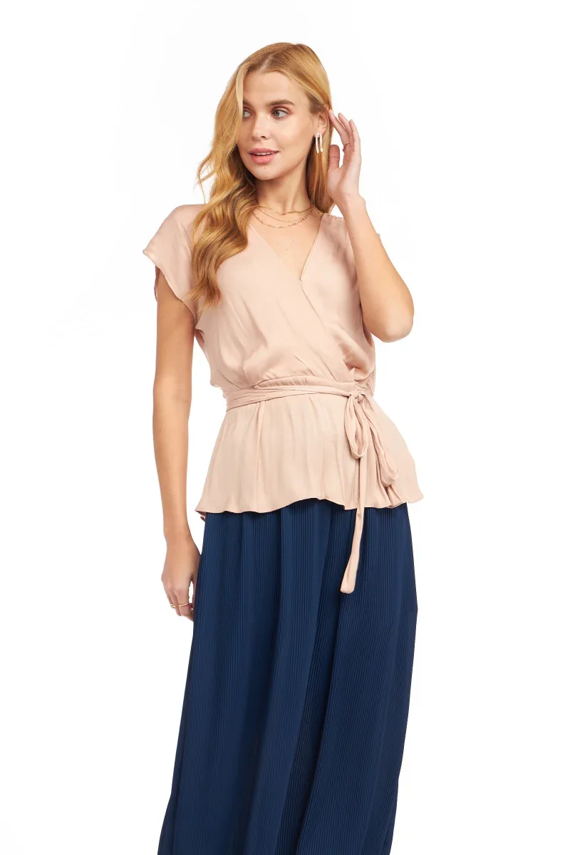 The Bellini Wrap Top - Champagne