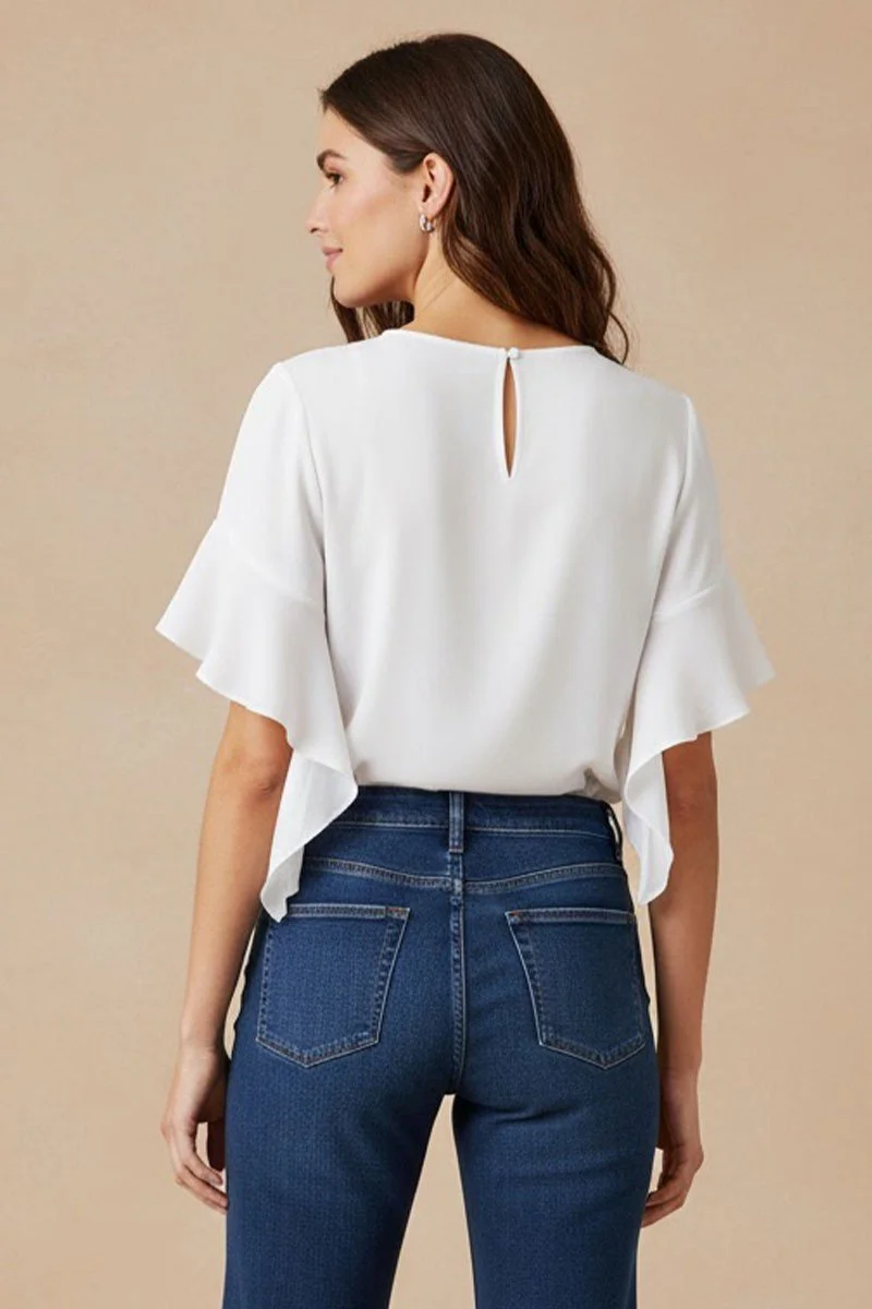 Bell Sleeve Round Neck Blouse Off White 12.jpg