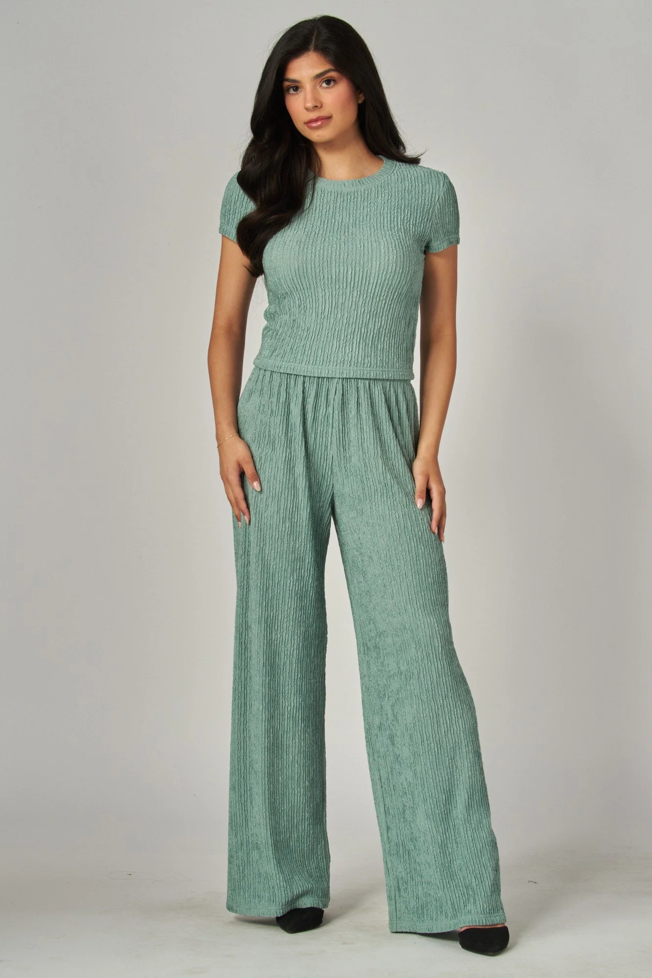 The Luminous Plissé Set - Seafoam Sage