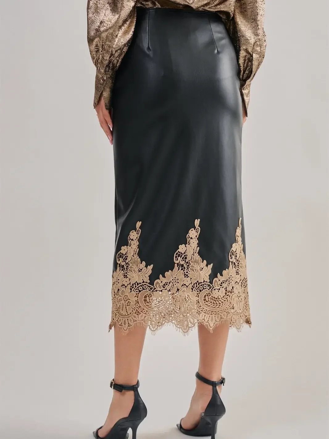 Pleather Lace Skirt 2.webp
