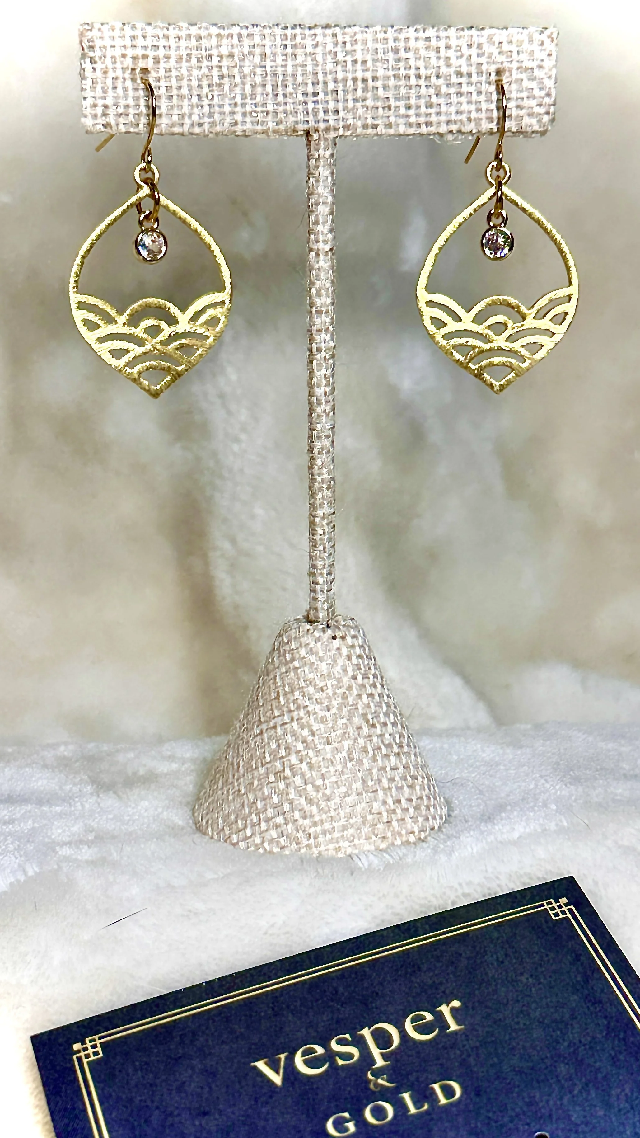 Wave Crest Drop Earrings - 14K Gold Plated