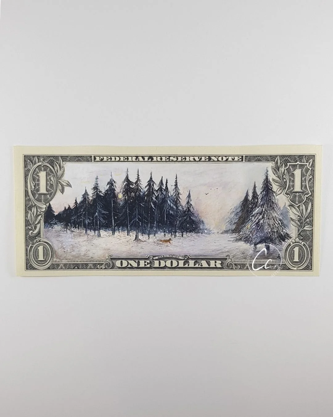 The Fox – Hand-painted Dollar Bill