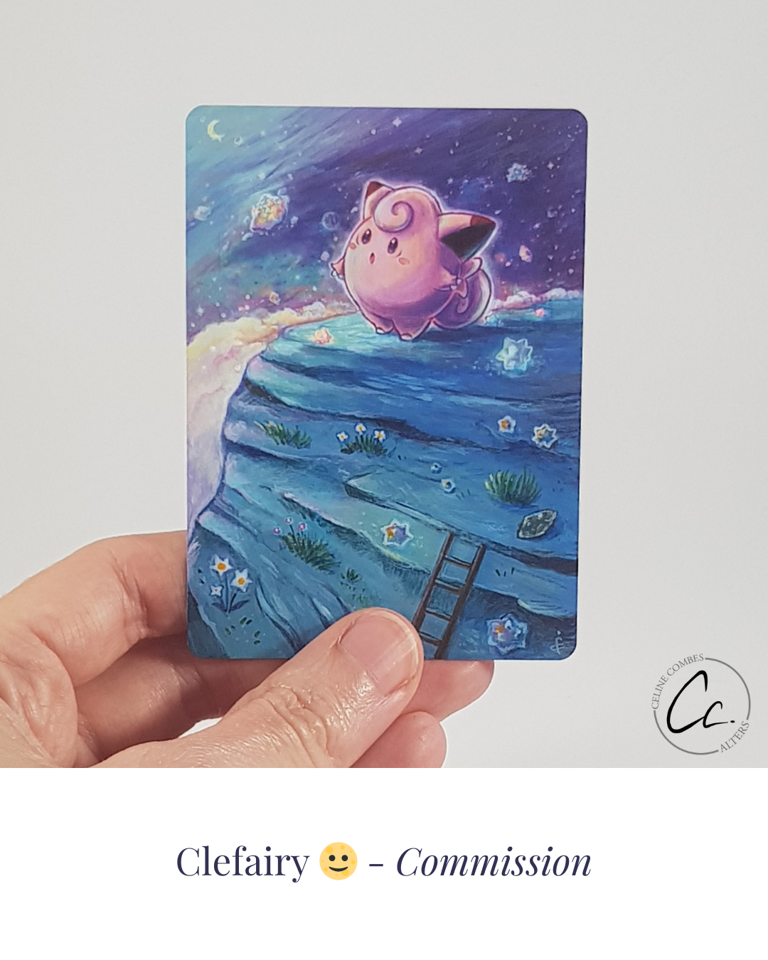 Clefairy card alter — Mélofée
Hand painted acrylic · commission available