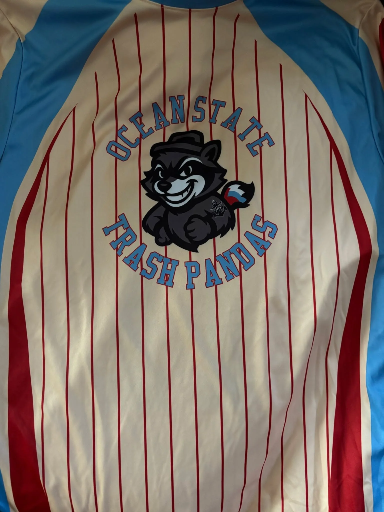 🚨 New Drop: Ocean State Trash Pandas 🚨
Custom pinstripe uniforms, bold colors, and clean detail &mdash; built to stand out and made to perform.

This set features personalized names, large varsity numbers, and a wicked raccoon mascot you won&rsquo;