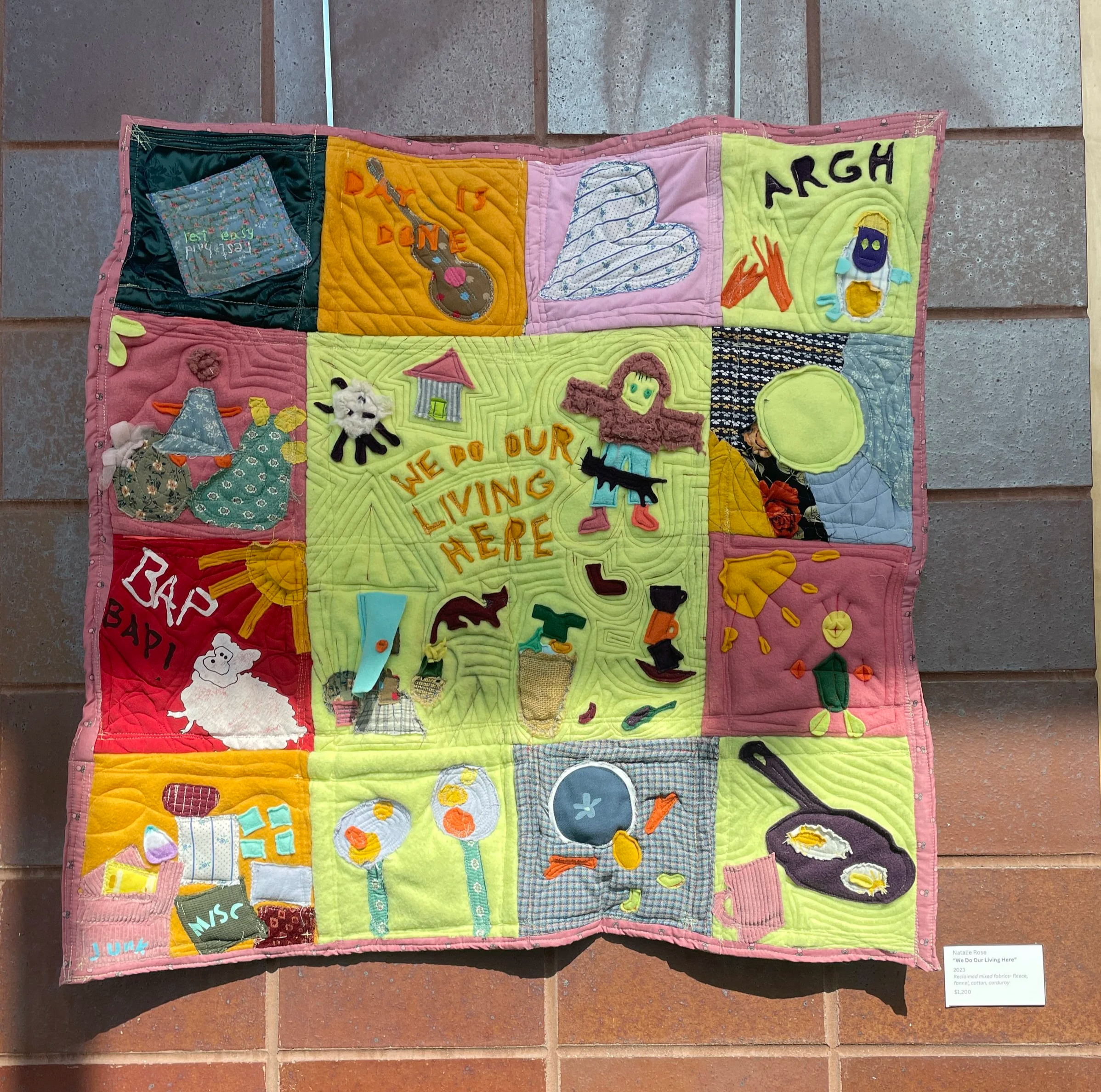 "We Do Our Living Here" featured in the Material Motives two-dimensional fiber arts showcase at the Ferndale Library
quilted love letter to my spouse and to our home
Improvisational quilting with mixed & recycled fabrics
Ypsilanti, MI
2023