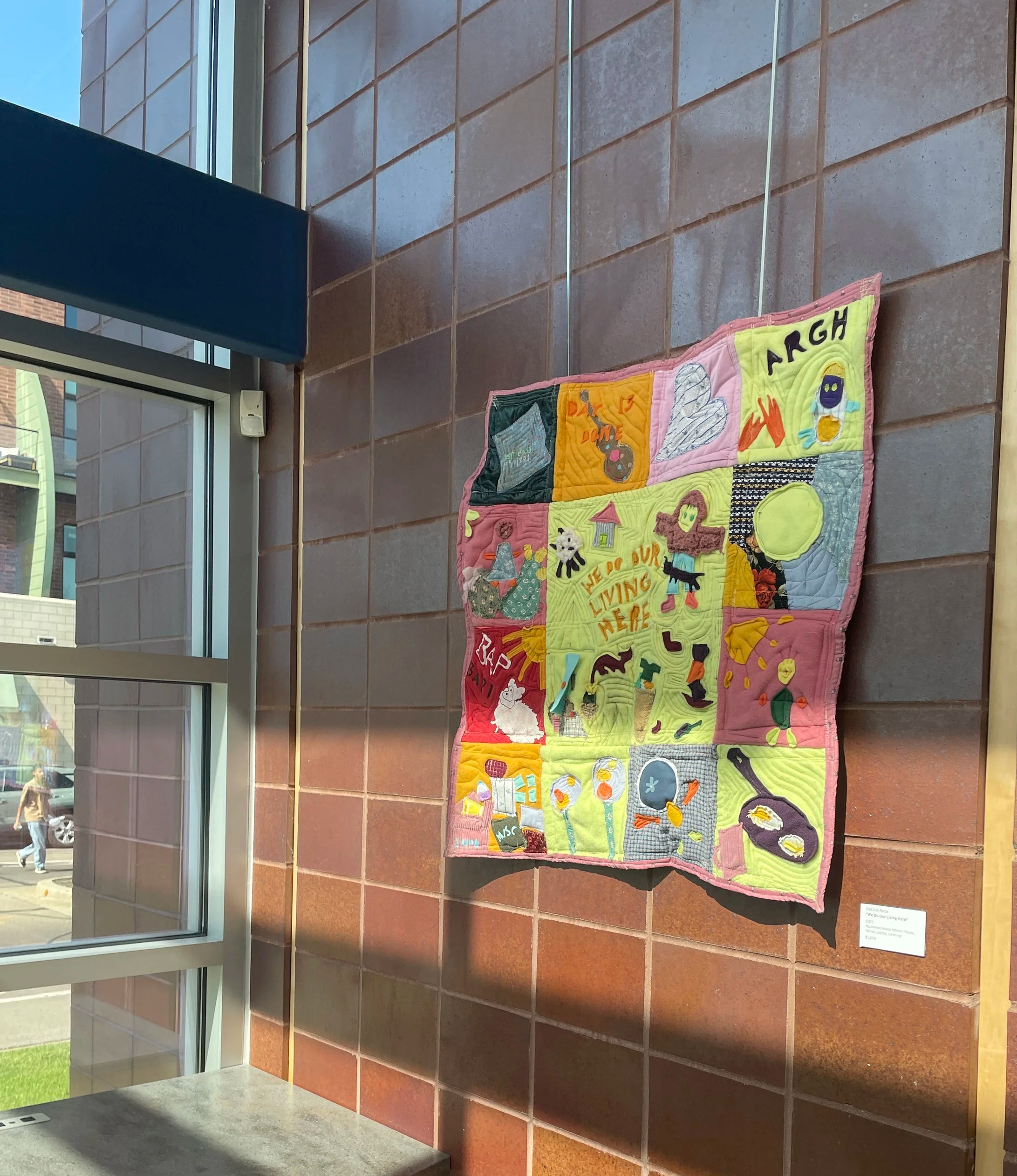 "We Do Our Living Here" featured in the Material Motives two-dimensional fiber arts showcase at the Ferndale Library
quilted love letter to my spouse and to our home
Improvisational quilting with mixed & recycled fabrics
Ypsilanti, MI
2023