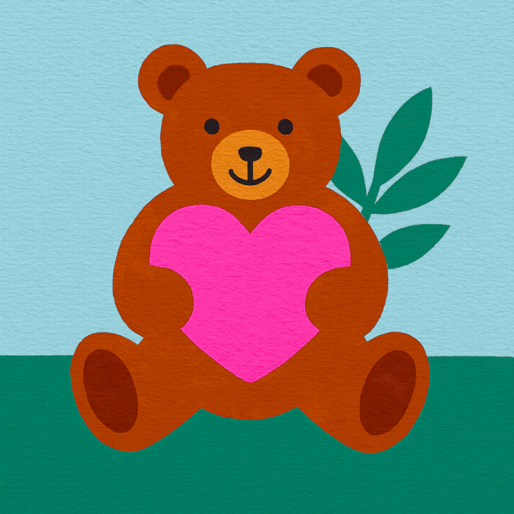 Soin énergétique pour enfants et bébés par Claire Maoui — Ours en peluche tenant un cœur, symbole de douceur et de sécurité