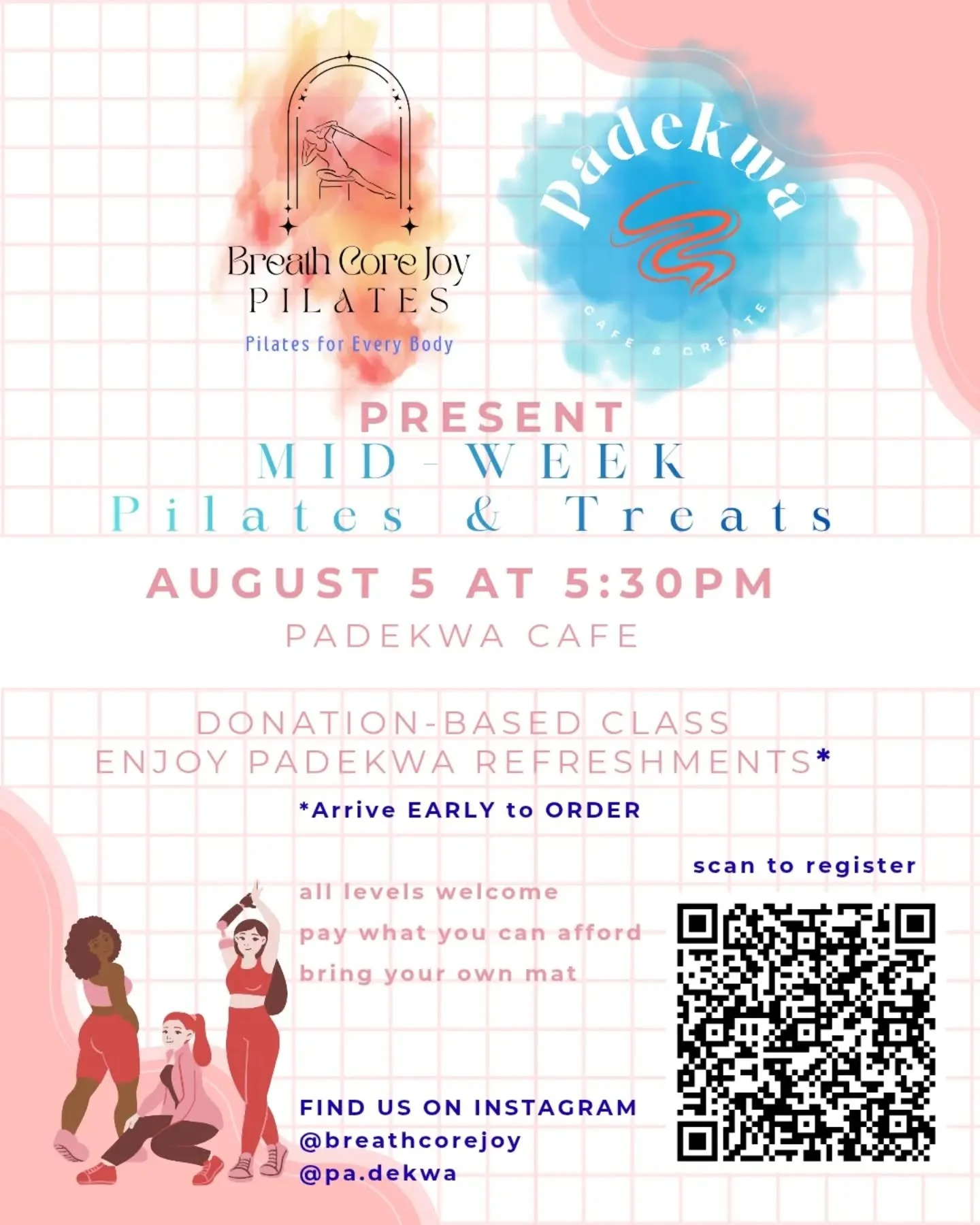 🚨 DONATION PILATES COUNTDOWN 🚨 next week we are at @pa.dekwa Cafe in Lakewood ✨ 

No. 4 of the Summer Series. Fundraising for @oralelb, it's a Pilates for mental health vibe 🤸🏾&zwj;♀️ 

+ OME MORE RAFFLE LEFT of @sazon.grip socks ⚡ 

#pilatesform