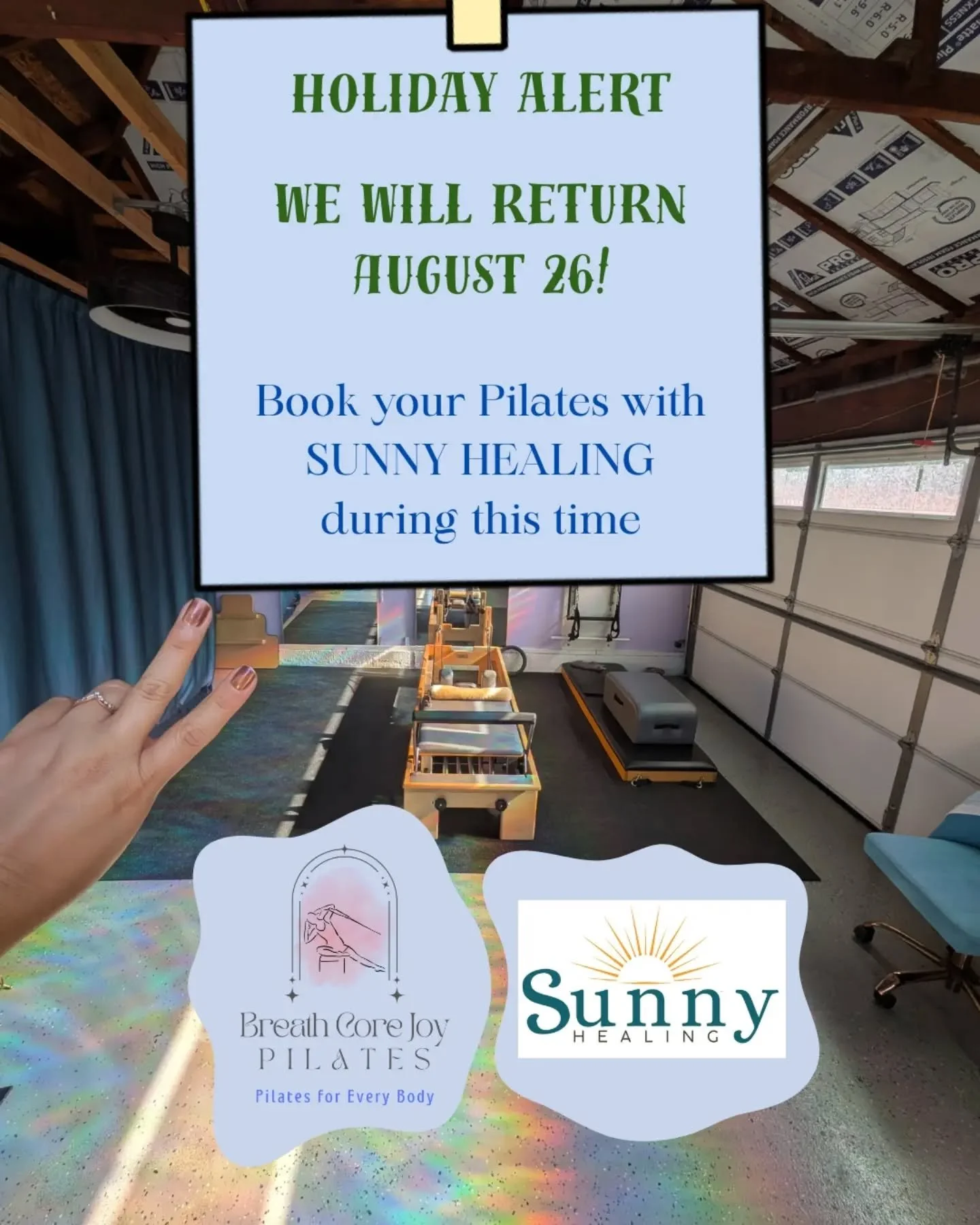 HOLIDAY PARTNERSHIP ALERT 🚨 supporting you while we are away with this very exciting partnership ⚡ book your Pilates with @sunnysideyogalates until our return on August 26 ✨ 

We look forward to returning fully recharged to take on the rest of the y