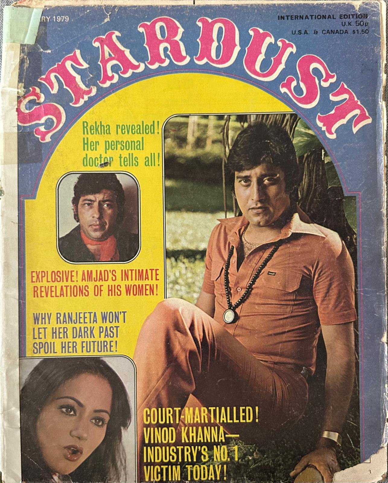 Vintage Stardust Magazine - January 1979 - Vinod Khanna – Original Bollywood Collectible
