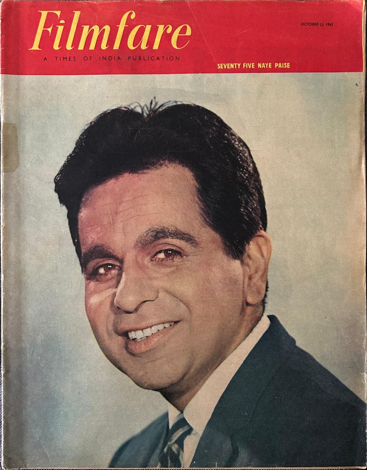 Filmfare magazine October 1962 with Dilip Kumar on the cover - collectible item