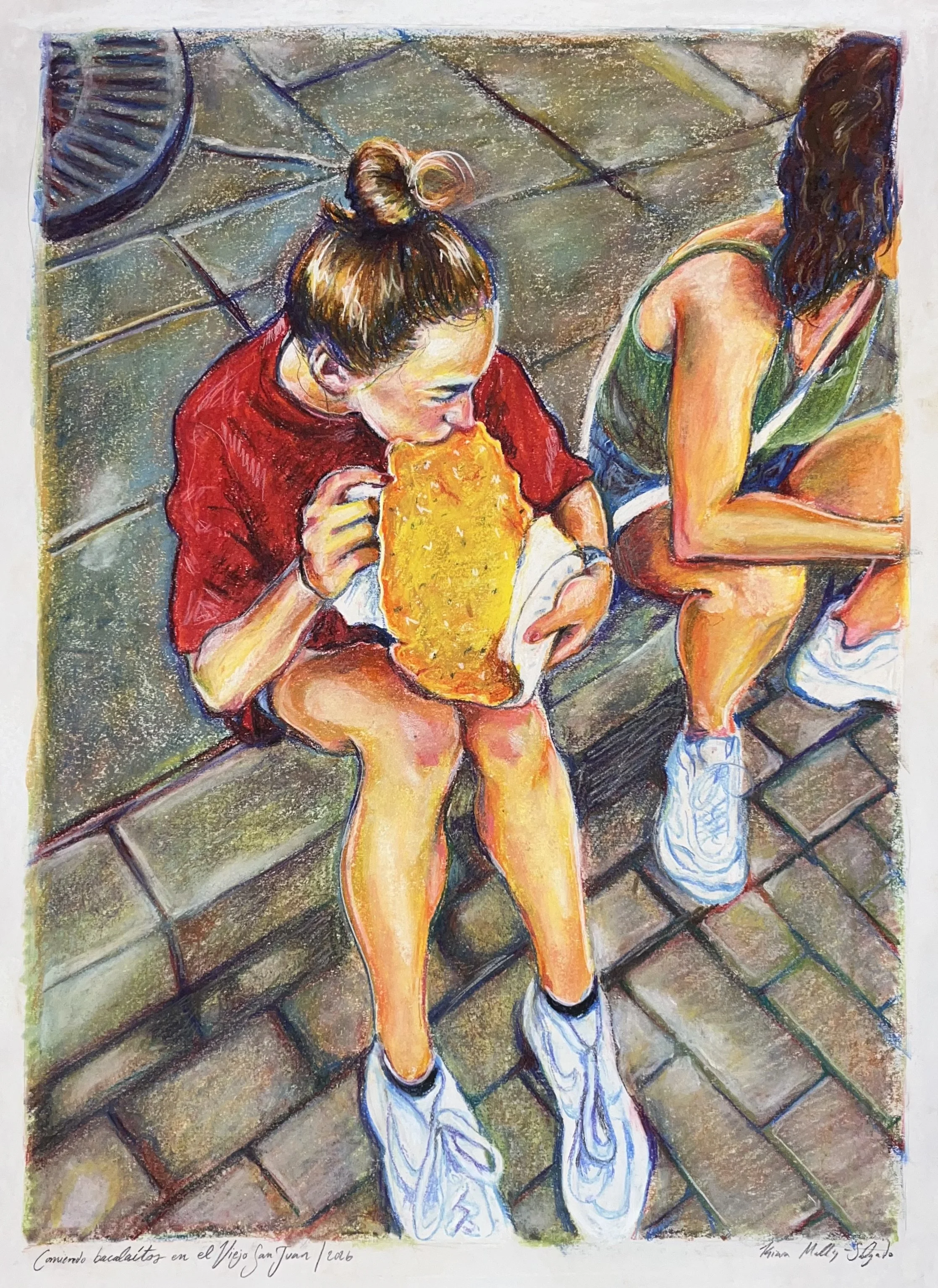 comiendo bacalaítos en el Viejo San Juan ('26)