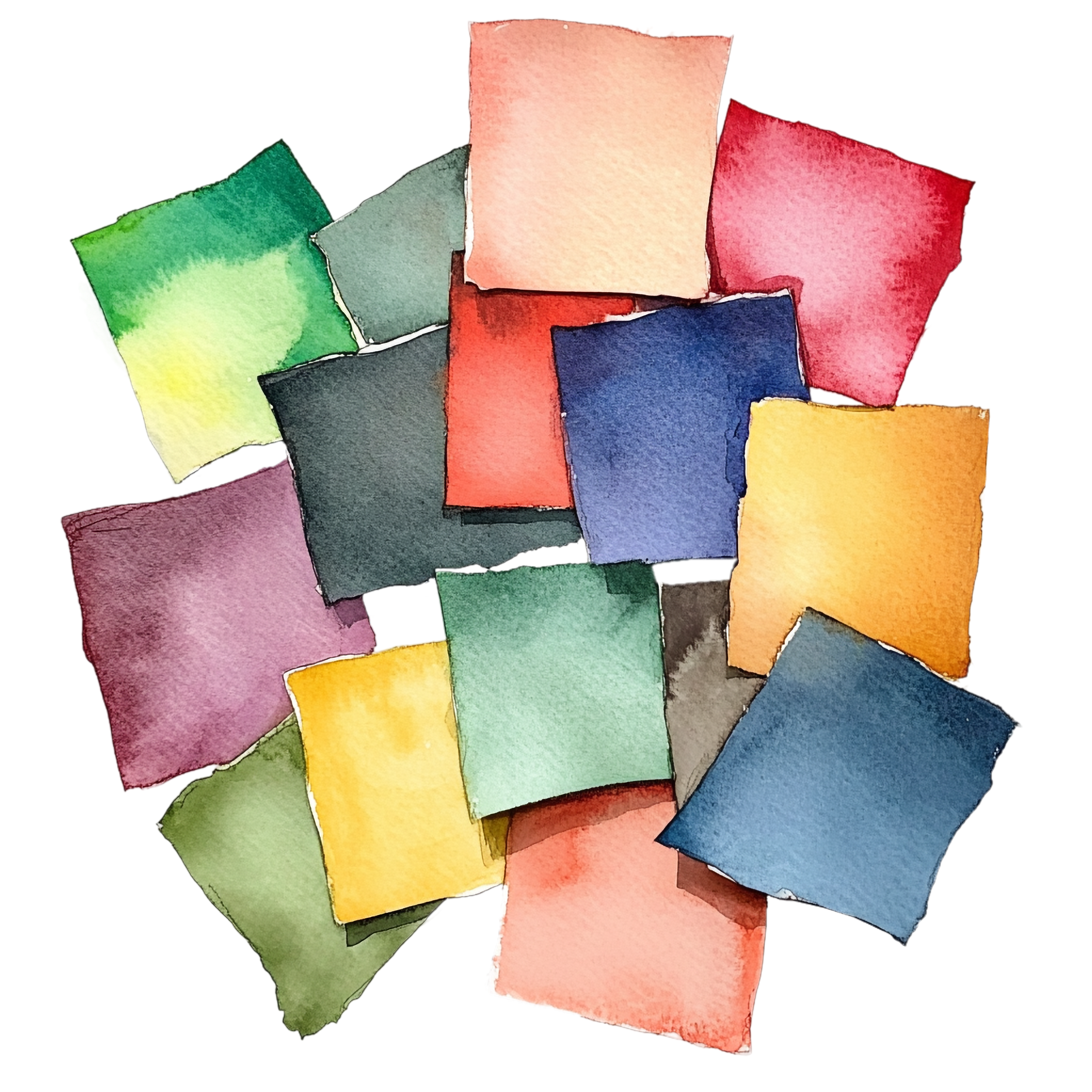 Drawing of colorful post it notes together in a messy pile