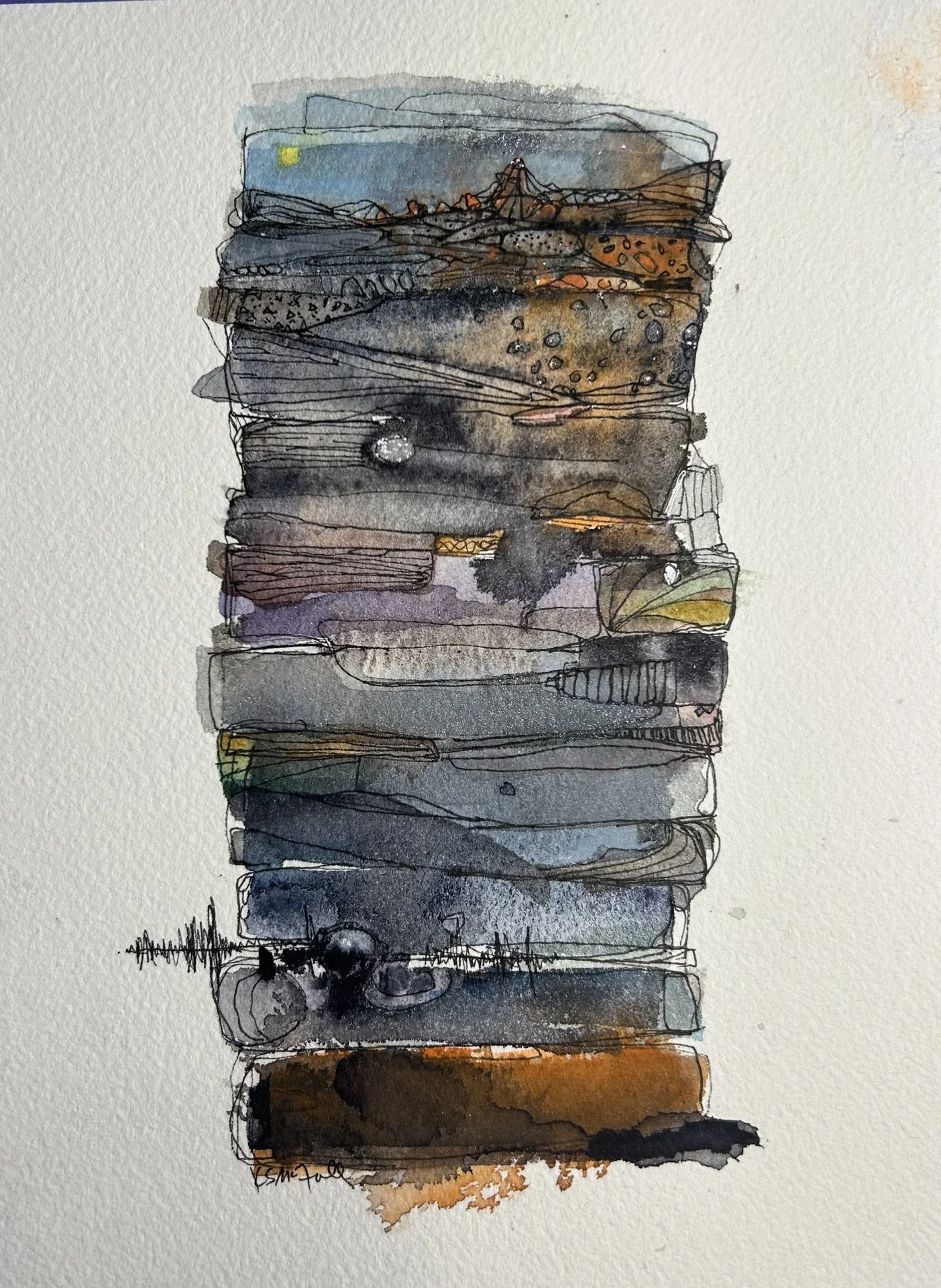 Kathleen McFall, Geo-Abstraction: Columbia River basalts erupting (~15 mya)