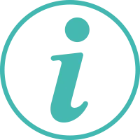 A blue lowercase letter 'i' inside a blue circle.