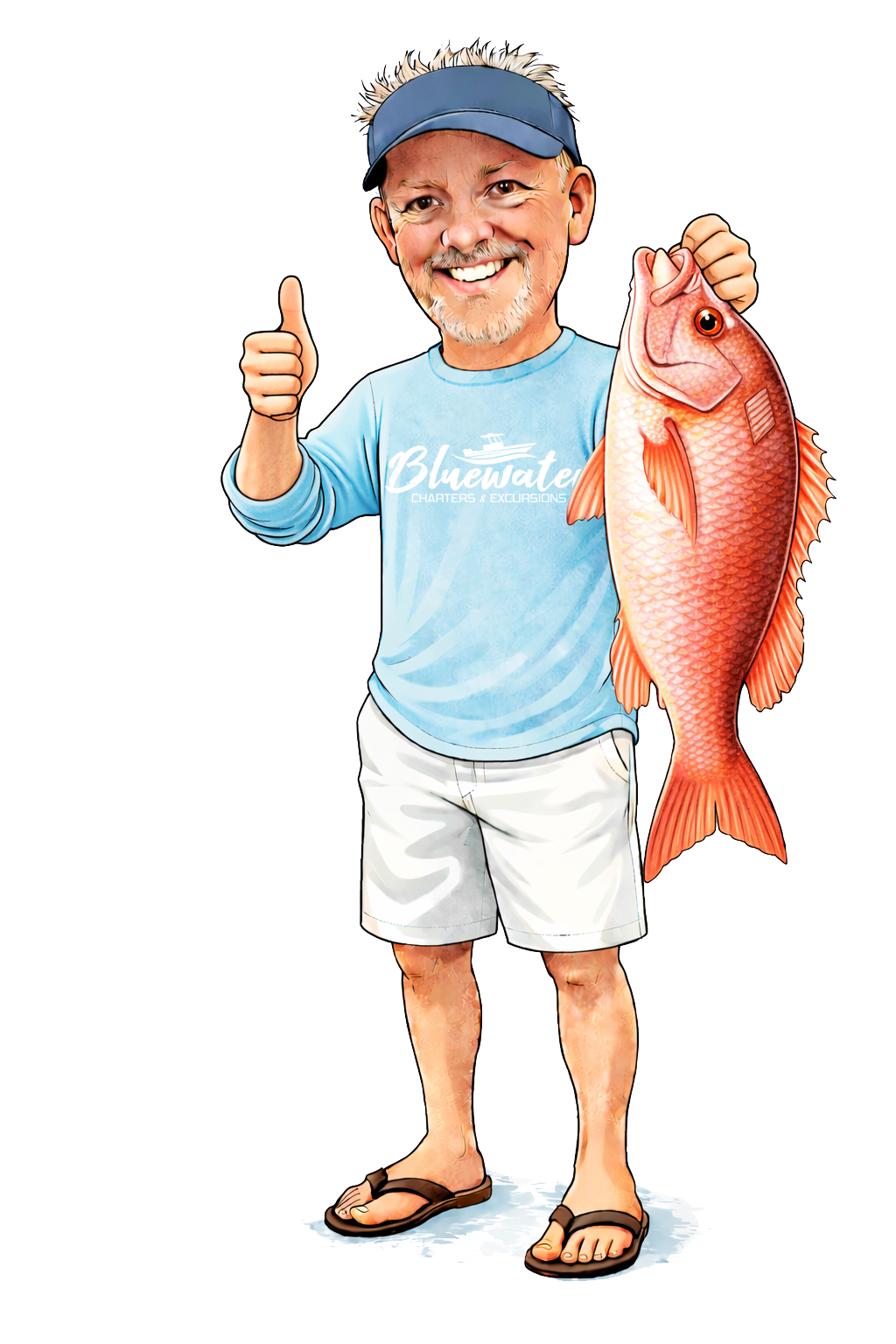 Cartoon of Captain Steve with a Red Snapper