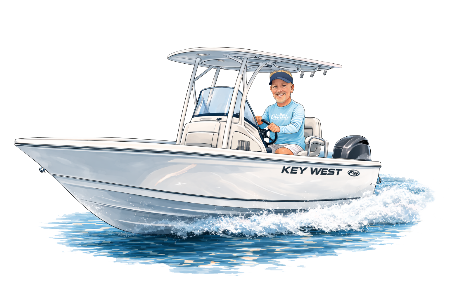 Cartoon of Captain Steve on a boat
