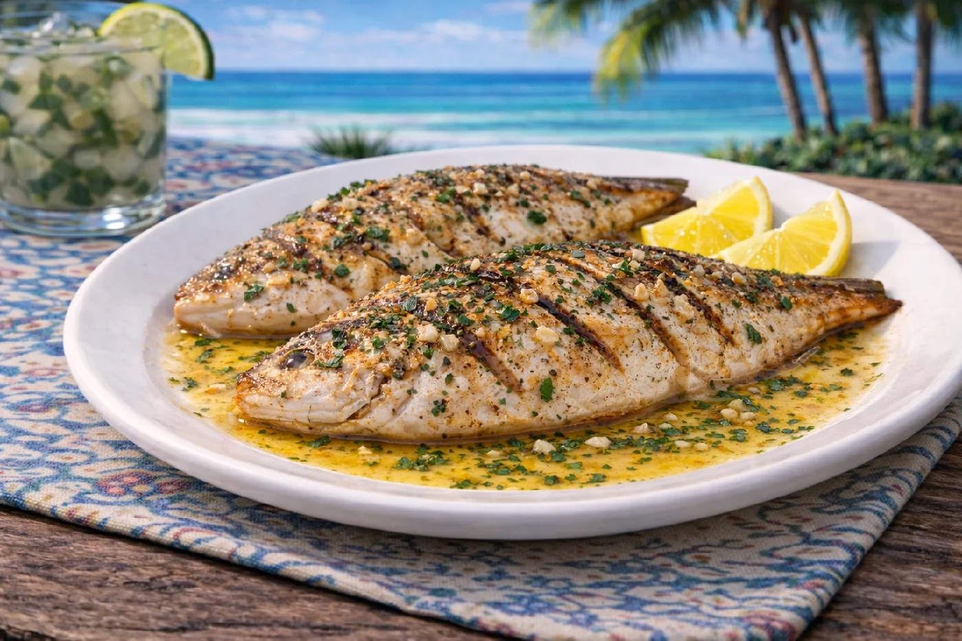 Plate of grilled Red Snapper