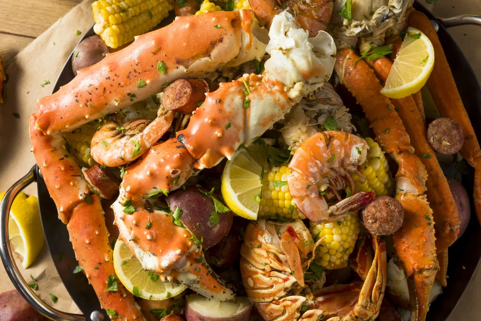 Photo of a plate of seafood in a Panama City Beach restaurant