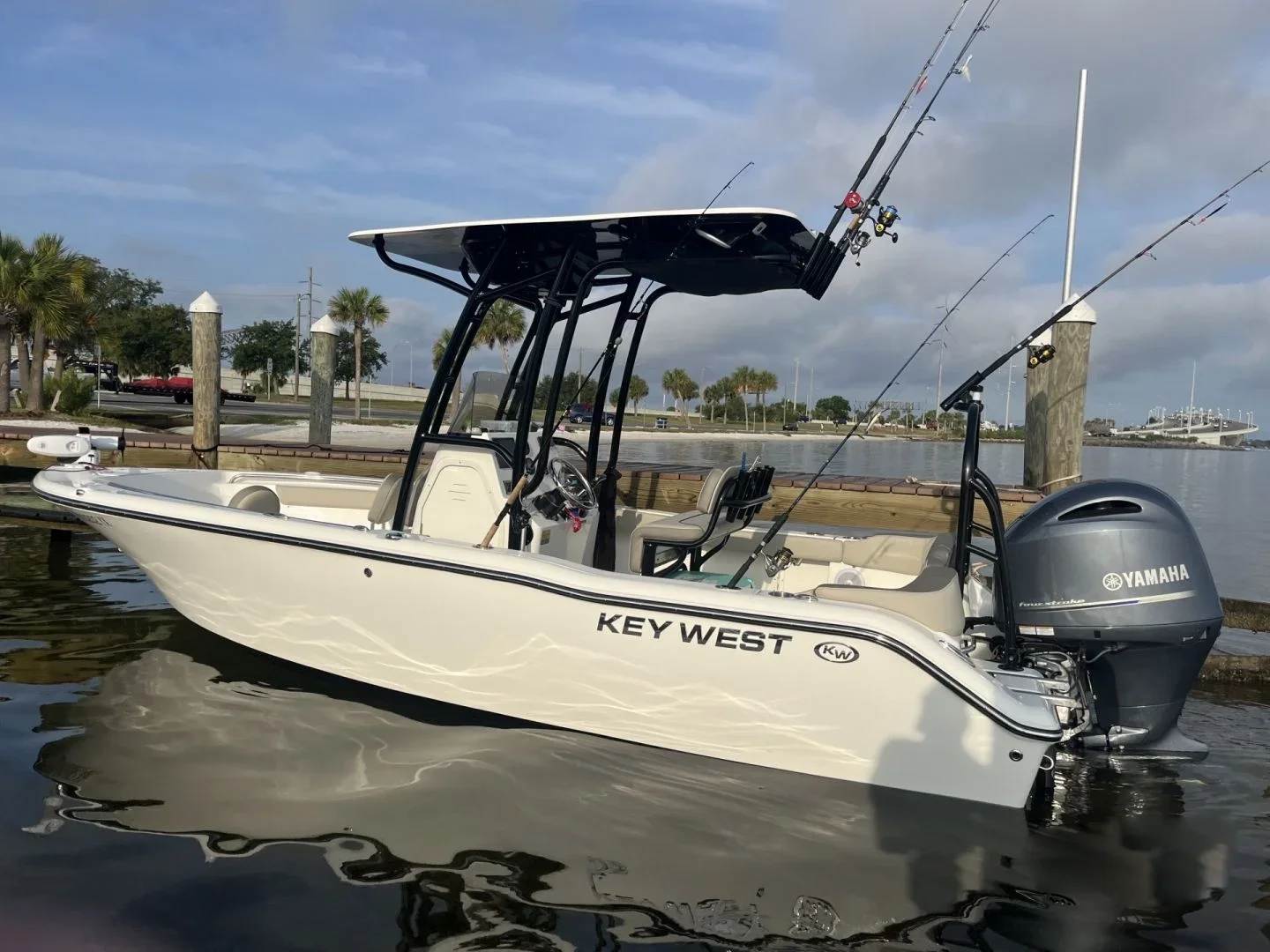 Bluewater Charter boat at a dock in the Gulf