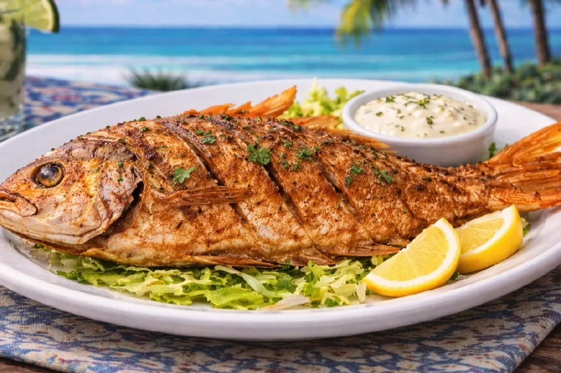 Plate of grilled Vermilion Snapper