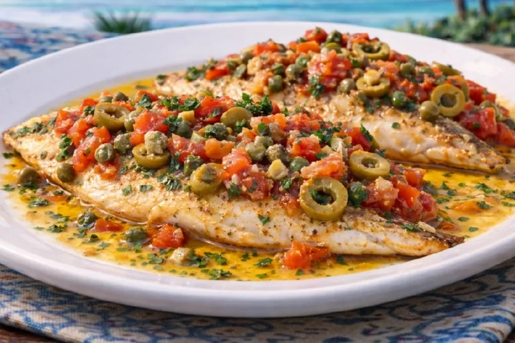 A plate of cooked gulf fish