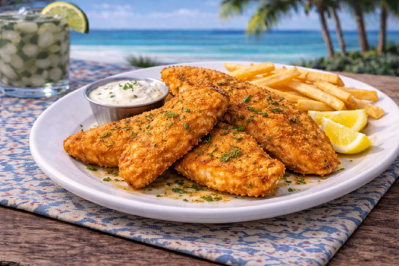 Plate of fried Triggerfish fillets