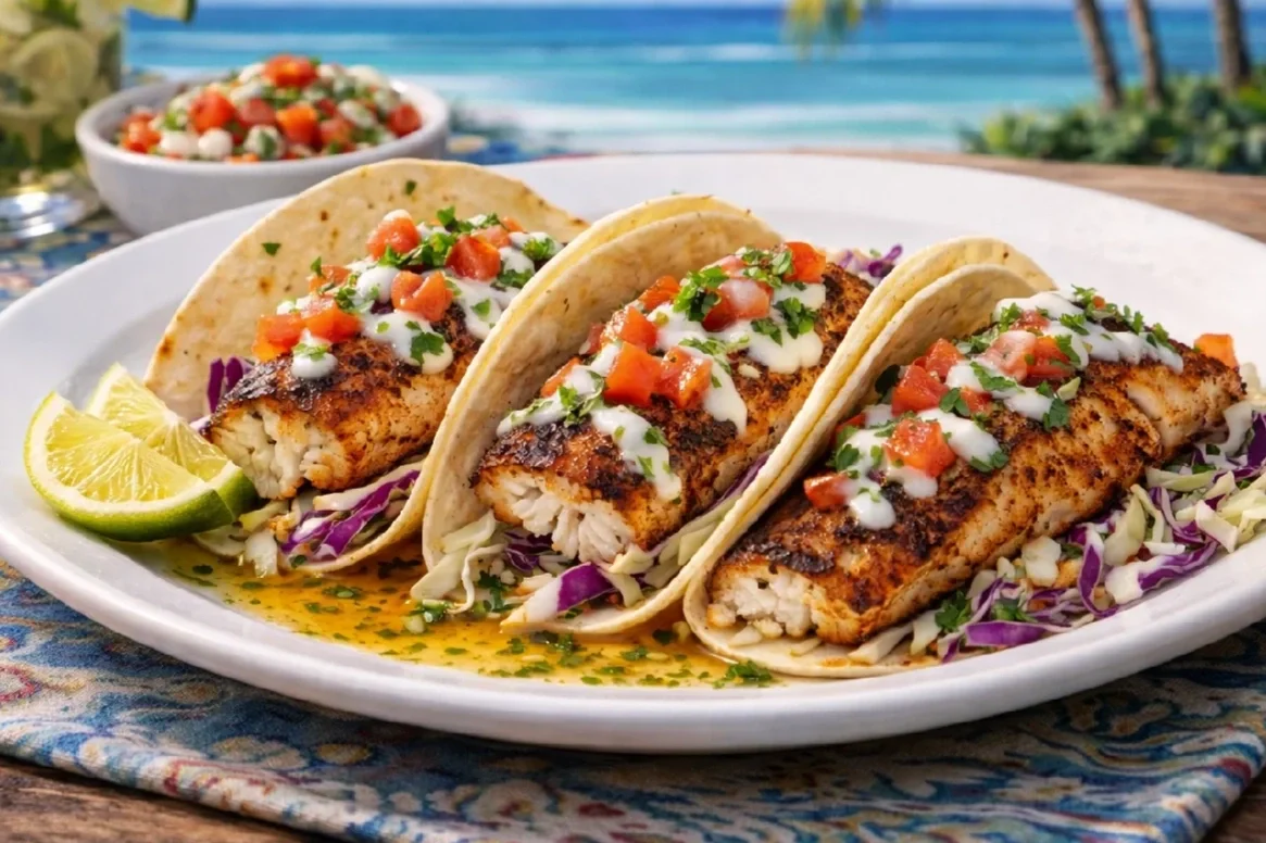 Plate of Spotted Seatrout Tacos in the Gulf